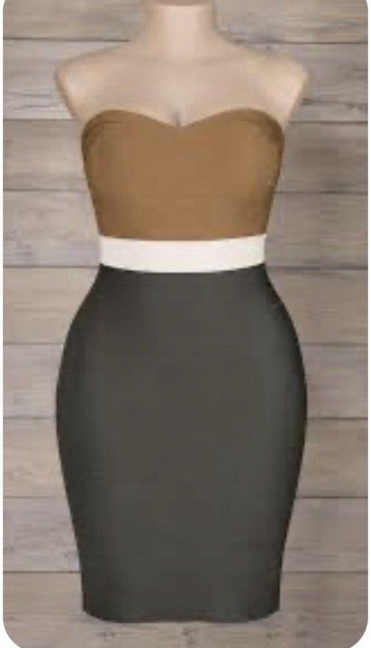 Ashley Stewart Strapless Bandage Bodycon Dress Colorblock Plus Size 22/24